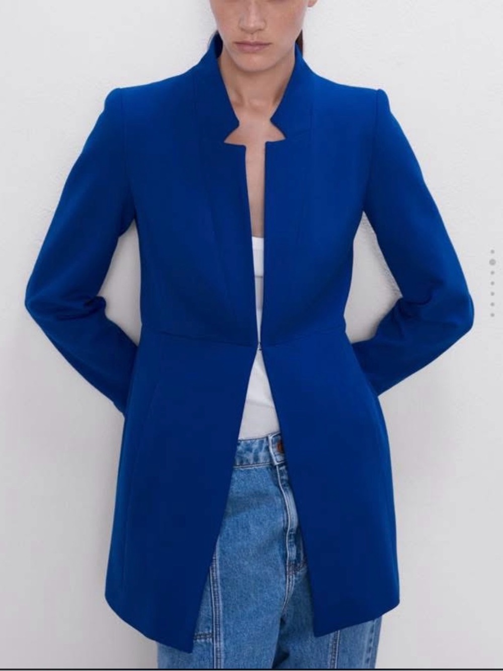 Zara Tailored Longline Blazer Jacket - Royal Blue